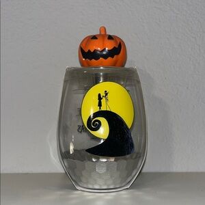 Nightmare Before Christmas glass with Pumpkin Wine Stopper